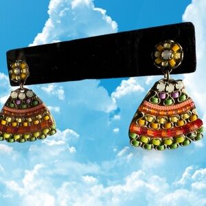 Ayala Bar vintage Vibrant Multicolor Dangle Earrings
